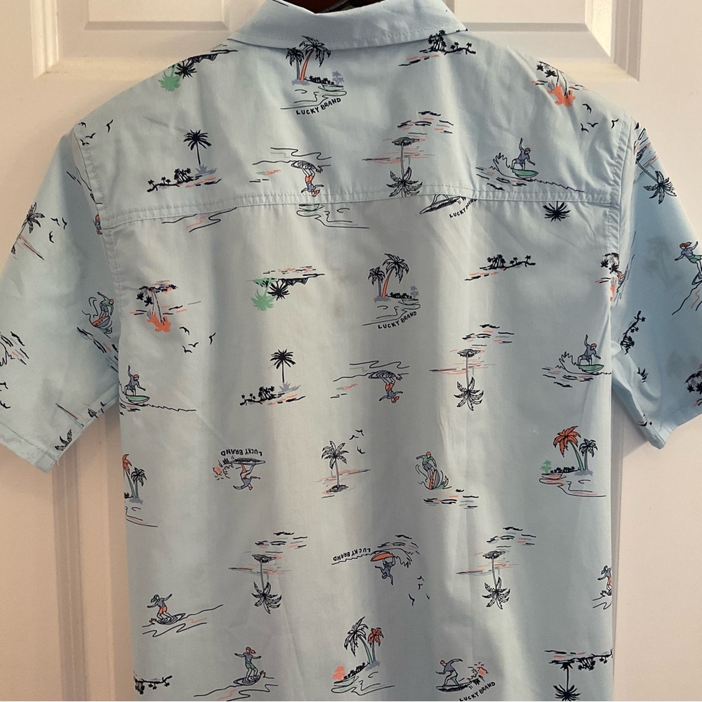 Lucky Brand Short Sleeve Button Down Shirt - Surf Spray - NWT - Boys XL 18/20 - Picture 11 of 12